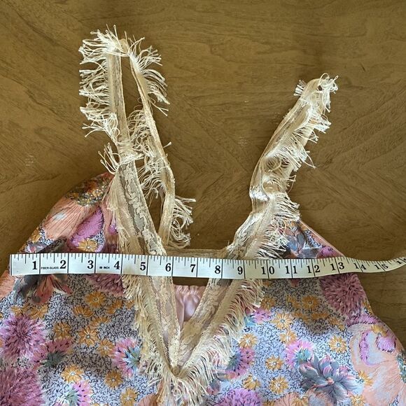 Lady Pink Floral Fringe Tent Summer Mini Dress Size Small - Picture 10 of 12